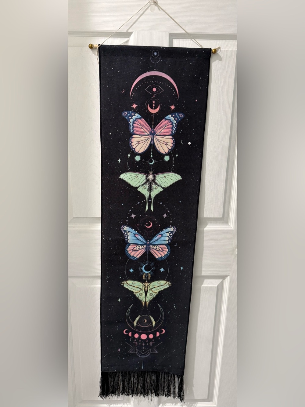Butterfly & Moth Wall Tapestry - Black with Pastel Accents